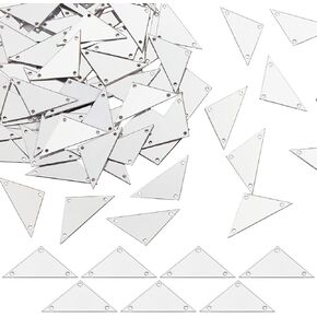 Ahandmaker 100pcs خياطة على مرآة الفضة الترتر خياطة الاكريليك على مثلث الراين مثلث القرص الأكريلي