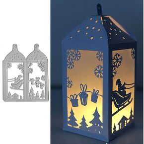 عيد ميلاد سعيد سانتا سانتا المعادن مموت ، الغزلان ثلج دير فانوس المنزل مربع مربع هدية القطع يموت قطع الإستنسل ل DIY القصاصات ألبوم صورة ديكور.