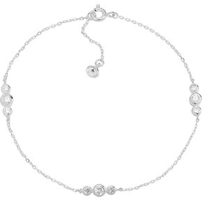 Silpada .925 Sterling Silver Anklet for Women, Cubic Zirconia Ankle Bracelet, Jewelry Gift Idea, Clarity Loll', 9" + 1"