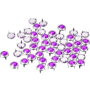 uxcell 100pcs عبوات راينستون مسمار ، 8 ملم مبهر 4 مخلب الأزرار رأس الأزرار زخارف مسامير ديكور لحزام كيس ملابس جلدية ديي (الأزرق الداكن)