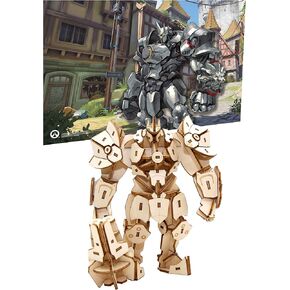 Overwatch Reinhardt 3D Wood Puzzle & Model Figure Kit (139 pcs) مع ملصق حصري - بناء ورسم لعبة نسخة طبق الأصل ثلاثية الأبعاد ، لا توجد غراء مطلوب - هدية للأطفال ، المراهقين ، البالغين - 12+