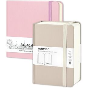 Qianshan 5 "" X 5 "" 58 Sheets 150 GSM Art Sketchbook & 3.5 "" X5.5 "" 200 Sheets 105 GSM Art Slevetbook. وردي رمادي