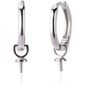 925 sterling Silver Circle Hoop أقراط ملائمة للؤلؤة ، تورك النتائج التي توصلت إليها مع مقعد اللؤلؤ لصنع المجوهرات DIY Pearl DIY
