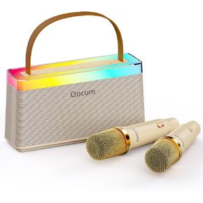 Karaoke Machine for Kids, Mini Karaoke Machine with 2 Wireless Microphones, Kid's Karaoke Microphone with Dual Speakers, RGB Dance Light, Voice Changer, Birthday Toy Gift for Kids Aged 3 and Up