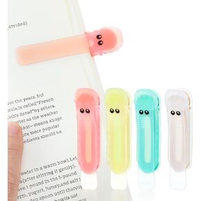 4 Pcs Smart Bookmark, Automatic Bookmark Silicone, Cute Book Markers for Men, Women, Kids, Book Lovers, Reading (Translucent)