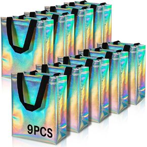 أكياس الهدايا Maqihan 9 PCS - حقائب الهدايا غير المنسوجة غير المنسوجة مع مقابض الحفلات تفضل حقيبة اليد المجسمة الأنيقة لحفلة عيد الميلاد ، العازبة ، وصيفات الشرف ، عيد الميلاد (7.9 "LX3.9 WX9.8 H)