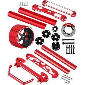 Metal Transmitter Protector Frame &Remote Control Base &Transmitter Hand Wheel Upgrades Parts for Flysky Noble NB4,Bracket Holder Shell Support,Base Protector,Hand RC Wheel,Red