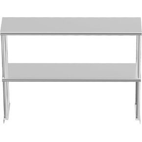 Stainless Steel Double Overshelves, 60x12 Inches Adjustable Commercial 2-Tier Shelf, Heavy Duty Racks for Kitchen Prep Table, Worktable, Restaurant