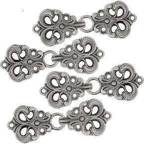 الأخيار 4 أزواج ربط دوامة الباروكي و splasps clasp. 70mm × 25mm مثبت. (سيلفر رمادي)