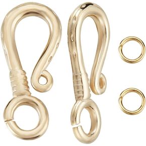 Beebeecraft 1 Box 10pcs S Hook Clasps 24K Gold Plated Ring Ring Clasps Clasps With 20pcs Rings Rings Hears Hounder Wire Healdes for DIY Making Bracelet