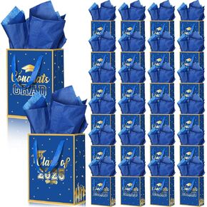 Nezyo 24 PCS 2025 حقيبة هدايا التخرج مع مقبض وورقة الأنسجة 7 × 9 بوصة غراد حقيبة هدايا براعة الحفلات خريجة لصالح حقيبة طلاب الجامعة الثانوية (الأسود)