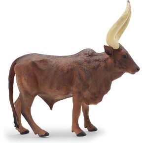 لعبة الحيوانات الجيميني والعبقري Longhorn Cow Parm Toy - لعبة ثور ثور واقعية ودائمة للأطفال الأولاد والبنات - الكعكة توبر ومجموعة