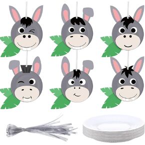 Honeydak 24 Set Donkey Crafts Easter Palm Sunday Craft Make Your Easter Donkey Ornaments Color Your Animal Arts for Palm Sunday VBS Hom