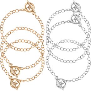 سلاسل سوار ISSLLY 6PCS مع CLASP OT ، سلسلة سوار السحر من سبائك لصنع المجوهرات ، مجموعة سوار سلسلة للنساء- الذهب والفضة