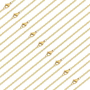 Beebeecraft 30pcs قلادات سلسلة كابل مسطحة 304 الفولاذ المقاوم للصدأ 19.69 بوصة/50 سم السلاسل النهائية مع قفل جراد البحر لصنع المجوهرات DIY
