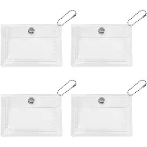 WADORN 4 قطع واضحة محفظة عملة معدنية شفافة PVC PSC POCK Universal MINI CASE WITH SNAP RESTANGLE CART FOR
