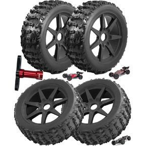 إطارات بعجلات 17mm على Arrma 1/8 Talion 6S BLX ، Typhon 6S 3S BLX ، Redcat ، Losi ، Team ، Kyosho ، HPS ، HPI ، Hobao ، RC Wheel & Wheel Tyres w/ 17mm Hex Whex Wrench ، استبدال ARA550097 (4-pack)