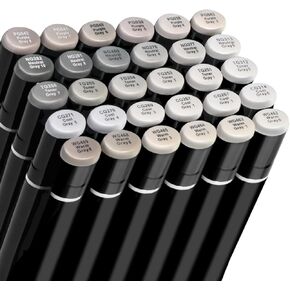 Gray Grey Alcohol Markers Brush Tip, 12pc Cool Grey Colorless Blender Markers Set for Adults Artist Coloring Book Shading Drawing Sketching Brush Chisel Tips Gifts