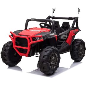 Tobbi 12V Electric Kids Ride-On On ، UTV واقعية على الطرق الوعرة ، ركوب اثنين من المقعدين على الشاحنة ، والتحكم عن بعد ، وموسيقى ، 3 سرعات ، مصابيح LED ، 4 إطارات ممتصة الصدمات الكبيرة ، الأسود والأحمر