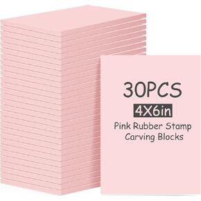 Frienda 30 Pack 4 "X6" Cloks Rubber Clocving Clocks Rubber Stamp Corving Clochs for Printming ، Printing ، DIY Craft Project Soft for Beginners and Professional (Pink)