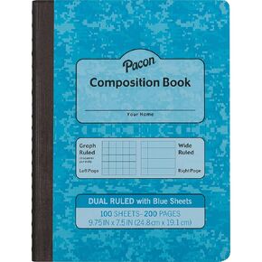 كتاب تكوين Pacon Dual الذي يحكمه ، Blue ، 1/4 "Grid & 3/8" يحكمه 9-3 ⁄4 "× 7-1⁄2" ، 100 ورقة