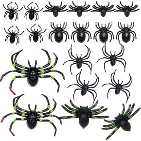 20 pcs Realistic Spiders for Halloween Plastic Spiders Fake Spiders Halloween Spiders Prank Props Party Decor