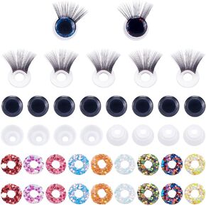 AHANDMaker 18 PCS عيون سلامة بريق مع رموش وغسالات سلامة سلامة بلاستيكية 12 مم عيون عيون محشوة كروشيه الرموش لدمى دمية دمية دمية دمية دمية فخمة