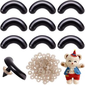 Ahandmaker 100 PCS ARC Mafety Eyes ، 20 × 40 مم راتنجات الحرف اليدوية عيون الحواجب مع الغسالات ، وعيون سمية سود