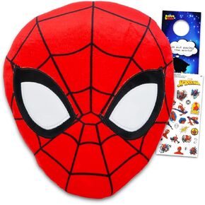 وسادة Spiderman Plush for Kids - حزمة مع وسادة سبايدرمان الزخرفية لغرفة النوم ، والسرير ، والأريكة ، ومزيد من الملصقات زائد | ديكور غرفة سبايدرمان للأولاد
