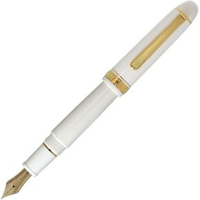 Platinum Pen Platinum Fountain Pen #3776 Century Medium Point Chenonceaux White PNB-15000-2-M With Kanji LOVE Sticker, 5.49 x 6.06 x 0.6 in