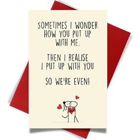 Cheerin Funny Greeting Card with Envelope - Anniversary Card - Romantic Birthday Card - Hilarious Gifts for Him Her Girlfriend Boyfriend Wife Husband in Kuwait