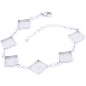 Reidgaller 10pcs 10mm cabochon bracelet bezel blanks Stainly Steel Felets Mutray