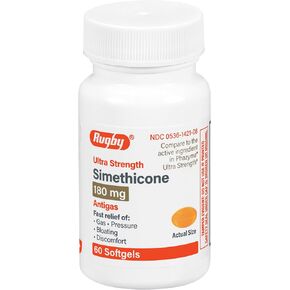 Rugby Simethicome 180mg Antiflatuent (Relieves Symptoms of Gas) 60 Softgels