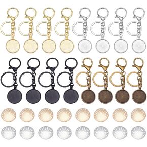 FreeBloss 16 مجموعة Round Round Bendant Drays Flant Keychain keychain إطار فارغ للتطريز جولة قلادة صينية سحر المجوهر