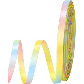 Molshine 50yd x 3/8 inch Colorful Double Face Satin Ribbon for Handcraft DIY Clothing Holiday Decoration Wedding- Rainbow Seven Color (3/8" (9mm), Light Rainbow)