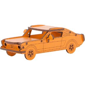 Little & Wood: Woodlet: Medium - Muscle Car - Orange, 3D Wooden Kit-Set, Vehicle Puzzle, Easy Assembly, Pop Build Fun, Sustainably Sourced, Ages 6+ in Kuwait