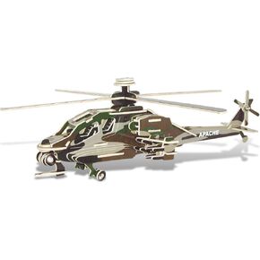 Phozzed 3D Puzzle Apache Helicopter Wood Craft Model Kit ، متعة فريدة وتعليمية DIY Wooden Toy Model Model Puzzle Puzzle ، Build & Paint for Decoration 80pc Pack