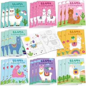 FUCEROUS 24 SET LLAMA Colling Books Llama Party Favors Bulk DIY Color الخاص بك