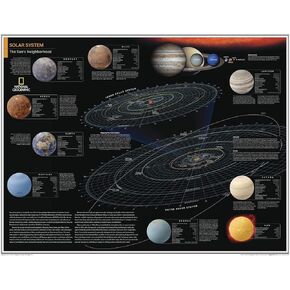 National Geographic: Solar System: The Sun's Neighborhood - Poster - 28 × 22 بوصة - ملفوف بالورق