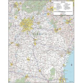MapSherpa: خريطة جدار ولاية جورجيا - ملصق 24 × 30 بوصة - التصفيح الأمامي
