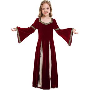 Girls Ren Faire Dress Medieval Renaissance Costumes Victorian Cosplay Halloween Outfits