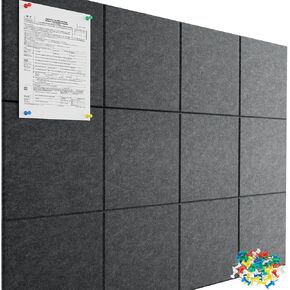 لوحة الفلين الكبيرة للجدار 47 "× 35" ، 12 حزمة لوحة إعلانات أسود ، بلاط الجدران شعر مع 72 علامات تبويب لاصق قابلة للإزالة آمنة ، 60 دبابيس الدفع ، لوحات الفلين للوحة دبوس المنزل لوحة المسام in Kuwait