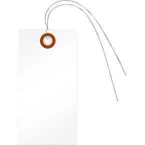 SmartSign (حزمة من 100) علامات شحن بيضاء فارغة مع أسلاك ، 4.75 × 2.375 بوصة (حجم-5) ، العيينة المعدنية ، 7.5 مل من البلاستيك ، قابلة للكتابة ، مصنوعة في الولايات المتحدة الأمريكية