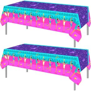 Phogary 2pcs Gymnastics Party tablecloth جمباز عيد ميلاد ديكورات حفلة التخلص من الجدول البلاستيكي القابل للتصرف يغطي جمباز الرياضة ديكورات الحفلات للبنات ، الأرجواني ، 54 × 108 بوصة