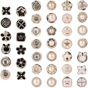 40pcs قميص دبابيس بروش ، الزر غير المرئي غير المرئي ، أزرار الحجر الراين ، دبابيس بروش لؤلؤة للنساء لباس الملابس معطف شال