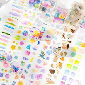 Life Palette Washi Tape Set ، 6 لفات زخرفية زخرفية لاصق اللصق لوازم زملاء الموردات الأليف الملونة الملصقات الجمالية لملوازات مجلة Scrapbooking Supplies Junk Journal Supplies