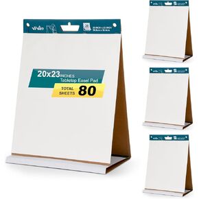 Vivin Sticky Portable Tabletop Easel Pads ، 20 × 23 بوصة ورق الرسم البياني للمعلمين ، ورسم Easel Easel كبير للعصا الذاتية ، و 20 ورقة/وسادة ، و 4 وسادات/حزمة