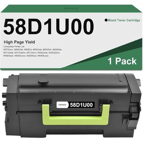 Remanufactured 58D1U00 Toner Cartridge Ultra High Yield Replacement for Lexmark 58D1U00 58D1U0E Black Toner Cartridge for MS823 MS725 MS825 MS826 MX722 MX725 MX822 Printer Toner (1-Pack, Black)