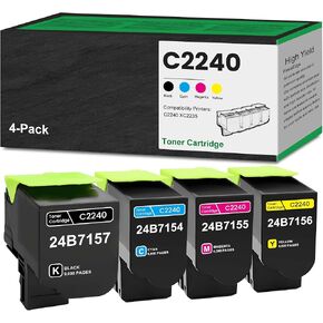 C2240 XC2235 Toner Cartridge 4 Pack Remanufactured 24B7157 24B7154 24B7155 24B7156 Toner Replacement for Lexmark C2240 XC2235 Printer Toner (1 Black 1 Cyan 1 Magenta 1 Yellow)