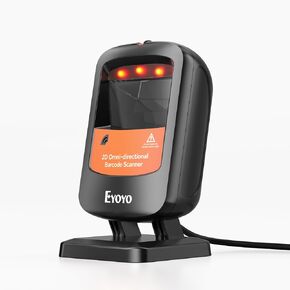Eyoyo 2D Desktop Barcode Scanner: USB Handsfree Automatic Omnidirectional Wired QR Code Scanner Reader - Scanning Postal & Screen Bar Codes for Library Book Retail Store Business Computers POS System